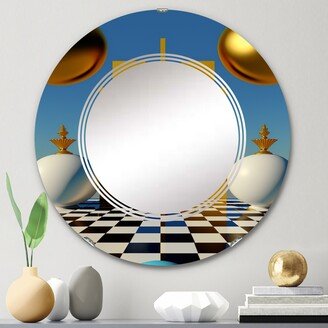 Designart 'Golden Spheres Infinity III' Printed City Wall Mirror