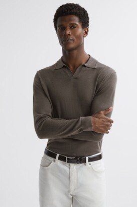 Merino Wool Open Collar Polo Shirt-AC