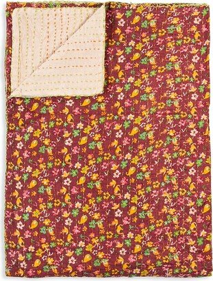 Kantha Quilted Floral Patchwork Throw