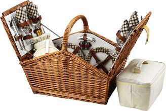 Huntsman English-Style Willow Picnic Basket with Service for 4