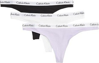Carousel 3-Pack Thong (Black/White/Pastel Lilac) Women's Underwear