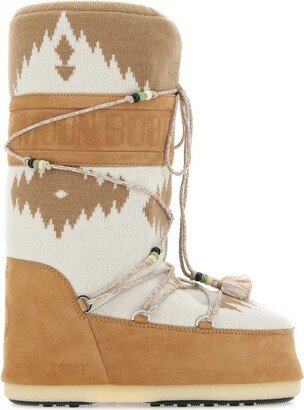 X Moon Round-Toe Lace-Up Boots