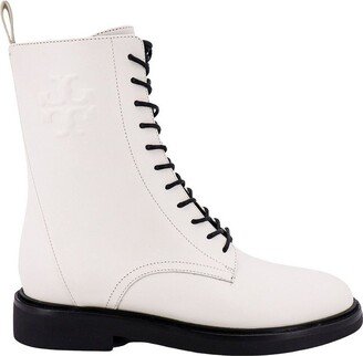 Double T Embossed Lace-Up Boots