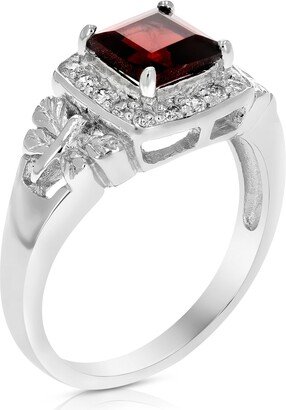 Vir Jewels 0.60 cttw Garnet Ring .925 Sterling Silver with Rhodium Princess Shape 5 MM