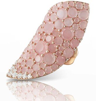 18k Rose Gold Lakshmi Chalcedony & Diamond Ring, Size 6.5-7