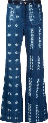 Patterned Straight-Leg Trousers