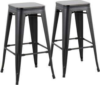 Set of 2 Oregon Steel/Wood Barstools