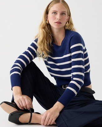 Cashmere shrunken crewneck sweater in stripe-AA