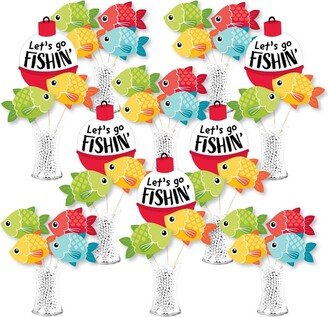 Big Dot Of Happiness Let's Go Fishing - Fish Centerpiece Sticks - Showstopper Table Toppers - 35 Pc