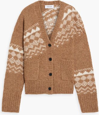 Brushed jacquard-knit cardigan