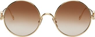 Gold Anagram Round Sunglasses