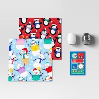 50 sq ft Christmas Gift Packaging Set Light Blue/Red - Wondershop™