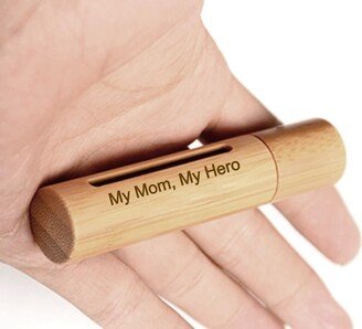 New Laser Engraved My Mom, My Hero Sandalwood Cremation Urn/Scattering Tube With Window - Fits Pocket Or Purse, Tsa Compliant