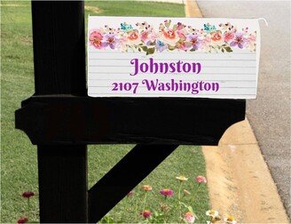 Peach & Pink Floral Mailbox Cover W/Magnetic Strip - Personalized Decor, Custom Address Cover