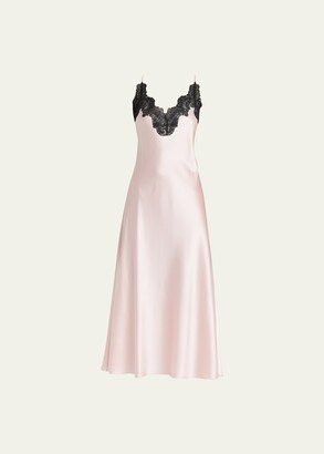 Lace-Trim Silk Nightgown