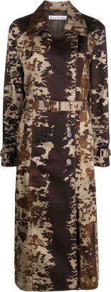 Cow-Print Trench Coat