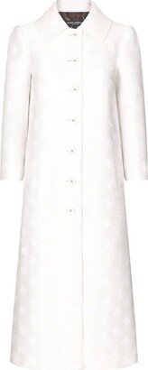 Logo-Jacquard Single-Breasted Coat