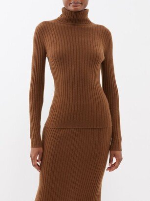 Roll-neck Ribbed-knit Cashmere Sweater