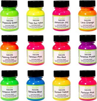 Angelus Neon Acrylic Leather Paint Kit, 1 Ounces, 12 Colors