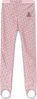 Monogram Printed Stirrup Cuffs Leggings