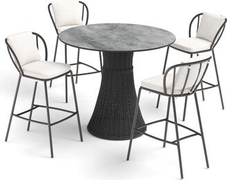 Tulle 5-Piece 48 Round Bar Table and Malti Bar Chairs Set - Skyline HPL Top