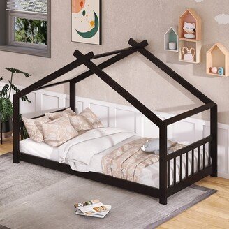 Twin Size House Bed Wood Bed-AA