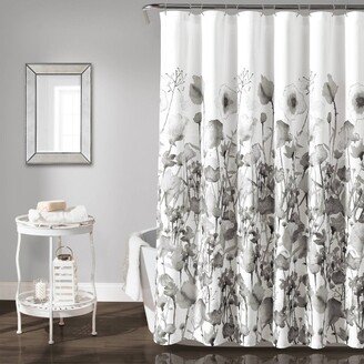 72x72 Zuri Flora Shower Curtain Light Gray