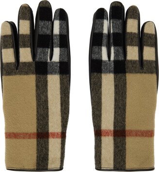 Tan & Black Vintage Check Gloves