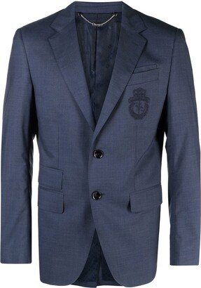 Crest-Motif Single-Breasted Blazer