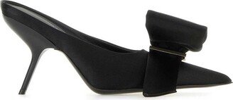 Pointed-Toe Bow-Detailed Mules