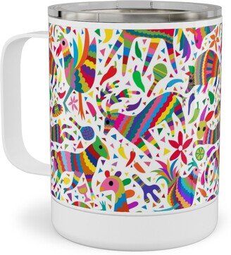 Travel Mugs: Ole Come On A My House Pinata - Multi Stainless Steel Mug, 10Oz, Multicolor