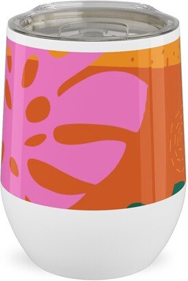 Travel Mugs: Palm Leaves Patchwork Summer Collage - Multi Stainless Steel Travel Tumbler, 12Oz, Multicolor