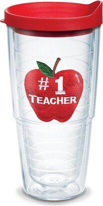 Tervis #1 Teacher Apple Made in Usa Double Walled Insulated Tumbler Travel Cup Keeps Drinks Cold & Hot, 24oz, Lidded