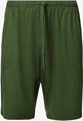 Mens Green Basel Drawstring-waistband Stretch-modal Pyjama Shorts Xxl