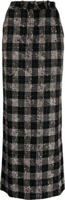 Checked Wool-Blend Maxi Skirt