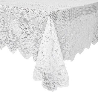 Juvale White Lace Tablecloth for Rectangular Tables, Vintage-Style for Wedding Reception, Dinner Party, Baby Shower, Tea Party Decorations, 54x72 in