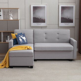 BESTCOSTY Light Grey Convertible Sleeper Sofa Bed, Velvet Pull Out Couch