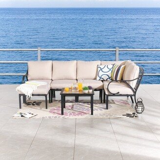 Patio Festival Wave-Arm 7-Piece Conversation Set