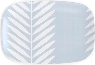 Serving Platters: Laurel Leaf Stripe - Light Blue Serving Platter, Blue