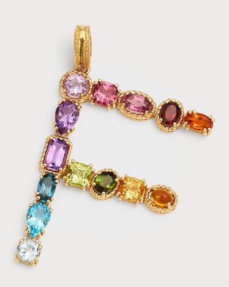 Yellow Gold Multi Fine Gem Charm, Letter F