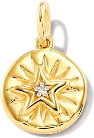 Shooting Star 18k Yellow Gold Vermeil Charm in White Sapphire