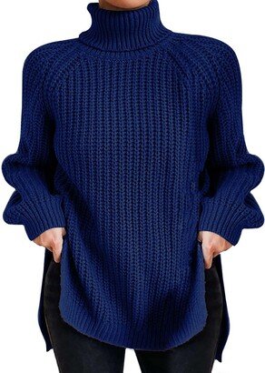 UQGHQO Sweater Sets for Women Long Sleeve Sweaters for Women Fashion V Neck Waffle Knit Sweater Tops Fall 2023 Outfits Loose Jumper Pullover Dark Blue