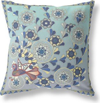 Amrita Sen Designs Amrita Sen Glory of Flowers Peacock Indoor Outdoor Pillow-AA