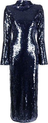 Long-Sleeve Sequin-Embellished Midi Dress