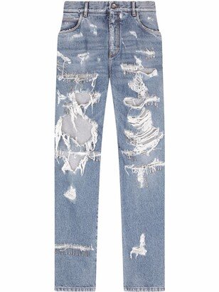 Ripped Mid-Rise Loose-Fit Jeans