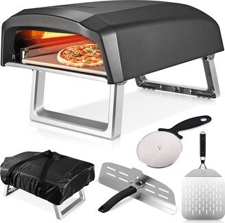 Commercial Chef Gas Pizza Oven - Propane Pizza Oven Outdoor - Portable Pizza Ovens for Outside - Stone Brick Pizza Maker Oven Grill with Baffle Door,
