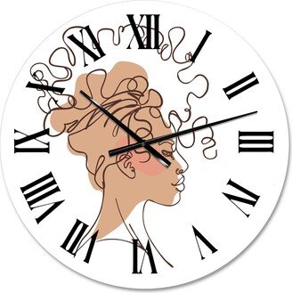 Designart 'One Line Portrait of African American Woman I' Modern wall clock