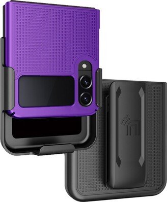 Nakedcellphone Slim Case and Belt Clip Holster Combo for Samsung Galaxy Z Flip 4 (SM-F721, 2022) - Purple