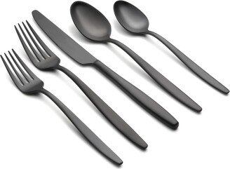 Nylah Black Satin Flatware Set, 20 Piece