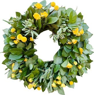 GreenishBlu Fresh Real Yellow Rose and Salal Spring Wreath